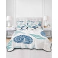 thumbnail image 2 of Quilts Queen Size Bedding Set, Blue Coastal Reversible Summer Quilt 3 Pieces, Starfish Shell Coral Summer Beach Ocean Lightweight Bedspreads Coverlets with 2 Pillow Shams for All Seasons, 2 of 5