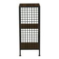 thumbnail image 5 of Household Essentials Trellis Open Storage Bookshelf with 2 Cube Compartments Mid Century Walnut Wood Grain and Black Metal, 5 of 6