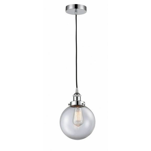 616-1PH-PC-G202-8-LED-Innovations Lighting-Beacon - 1 Light Mini Pendant In Industrial Style-11.5 Inches Tall and 8 Inches Wide Polished Chrome Clear