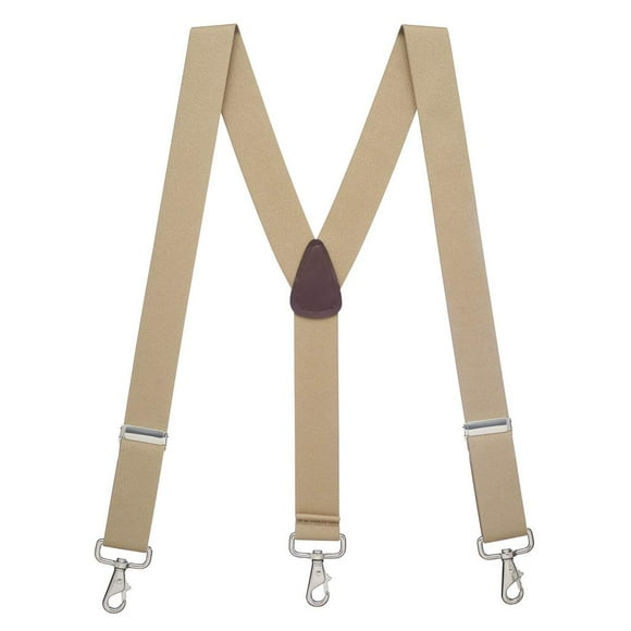 Suspender Store Solid Suspenders -1.5-Inch Wide Elastic - Y-Back - Trigger Snaps - 60" for 6'4" to 6'9" tall - Tan