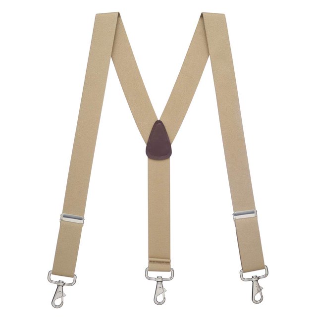 Suspender Store Solid Suspenders -1.5-Inch Wide Elastic - Y-Back - Trigger Snaps - 60" for 6'4" to 6'9" tall - Tan