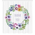 thumbnail image 3 of Thank You Shower Curtain, Beautiful Spring Floral Wreath with Leaves and Simple Modern Lettering Print, Fabric Bathroom Set with Hooks, 69"W X 84"L Extra Long, Multicolor, by Ambesonne, 3 of 3