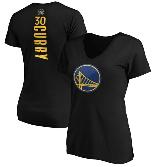 Women's Stephen Curry Black Golden State Warriors Playmaker Name & Number V-Neck T-Shirt