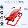 thumbnail image 2 of Compatible with iPhone 12 Case Full Body Clear Design with Built-in Screen Protector Shockproof Anti-Scratch Rugged Phone Case 360 Protective Cover for iPhone 12 6.1 inch, Red, 2 of 16