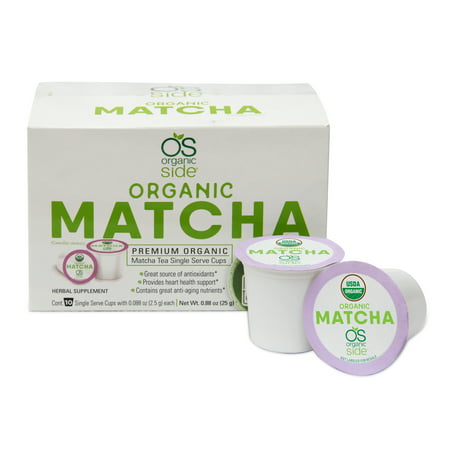 Organic Side Herbal Tea K-Cups Matcha - USDA Organic - Contains Anti-aging nutrients and Antioxidants - Herbal Body Supplements - 10 Cups (3-gram