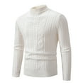 thumbnail image 1 of EGNMCR Chandail à Col Rond pour Hommes, Chandail pour Hommes Tricot pour Hommes Col Roulé Simulé Vintage Col Rond Couleur Unie Chandail Élastique Texture Polaire Tendance Manteau Chandail Hommes Chandail Acrylique, 1 of 8