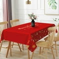 thumbnail image 4 of Nanqianyi Merry Christmas Rectangle Tablecloth - Red Ball XMAS Tree Table Cloths for Christmas New Year Holiday Party Decorations, 60x102 inch, Red, 4 of 12