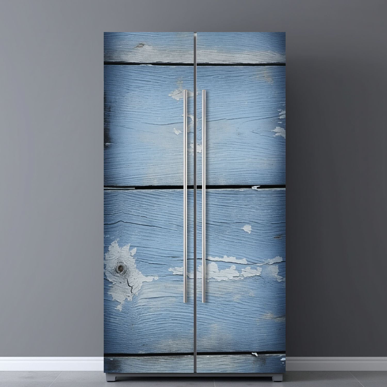 Self Adhesive Vinyl Refrigerator Wrap Set blue painted Door Mural Removable Fridge Sticker Peel and Stick&nbsp;Full Door Cover Decal Kitchen Bar Decor