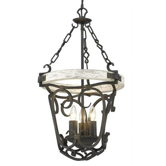 Golden Lighting Madera 3-Light Pendant in Antique Black Iron