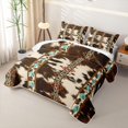thumbnail image 3 of Erosebridal Hippie Cow Print Quilt Full, Mid Century Aztec Full Bedspread Sets, 3 Pieces, 3 of 7