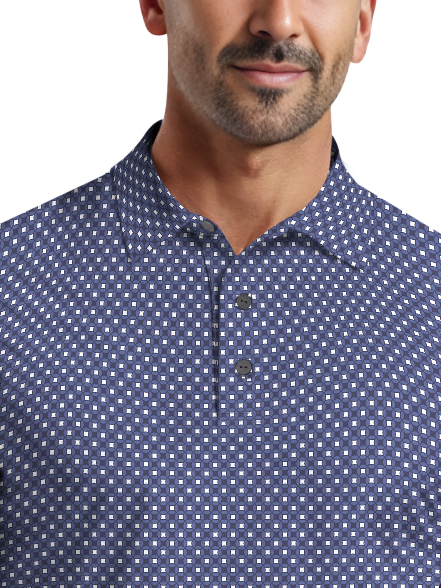 Ben Hogan Men's & Big Men's Performance Allover Geo Print Short Sleeve Golf Polo Shirt, Sizes S-5XL