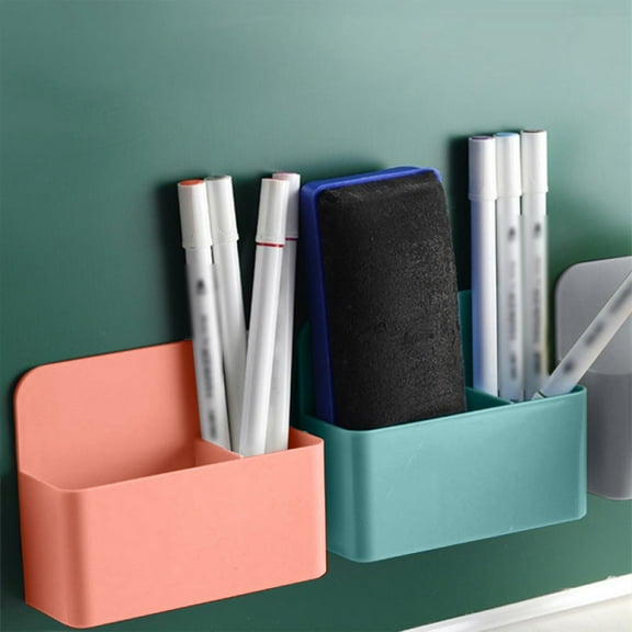 3PC Magnetic Whiteboard Pen and Eraser Holder Organizer, Multi-Functional Plastic Storage Box for Chalkboard Office and Classroom Supplies Stationery Supplies Office & Craft & Stationery