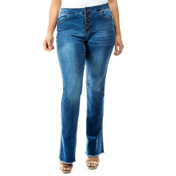 Sweet Look High Waisted Women's Plus Size Flared Bell Bottom Denim Jeans Pant