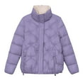 thumbnail image 4 of ITSAME Womens Puffer Jacket, Plus Size Stand Collar Warm Winter Casual Coat Purple M, 4 of 6