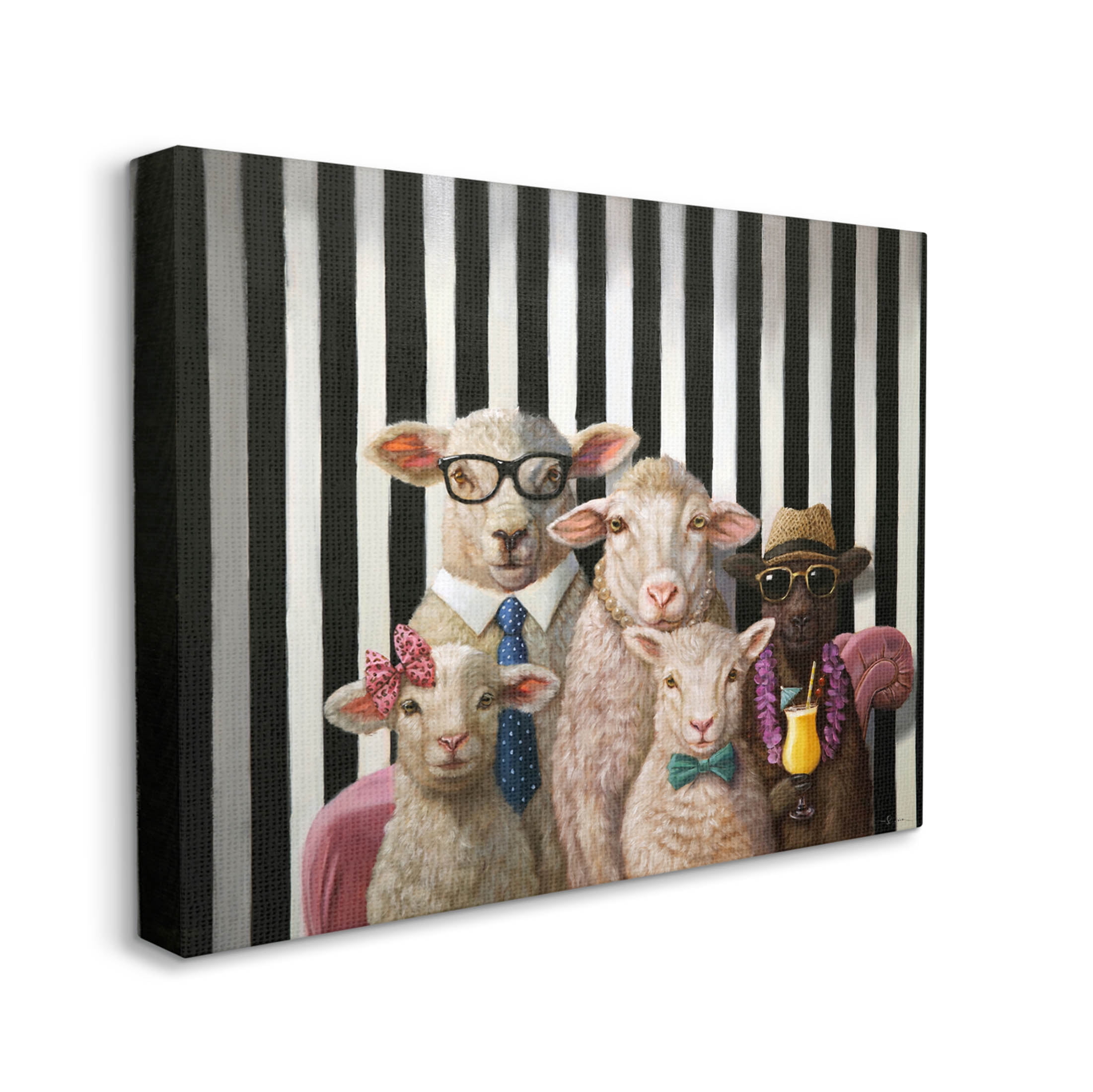 Stupell Industries Traditional Sheep Family Portrait Painting Gallery Wrapped Canvas Print Wall Art, Design by Lucia Heffernan