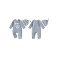 thumbnail image 2 of RUINIXCW Dad's Little Dude Baby Boy Fall Winter Outfit Romper Newborn Baby Boy Hospital Coming Home Outfit Waffled Striped Letter Long Sleeve Jumpsuit Hat Set, 2 of 9