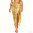 thumbnail image 3 of lcziwo Women's Bikini Wrap Semi-Transparent Swimsuit Summer Vacation Chiffon Cover-Up Beach Swimsuit Long Skirts Yellow, 3 of 6