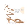 thumbnail image 3 of BLISSFUL STEP Square Toe Strappy Lace Up Kitten Heels Sandals for Women, 3 of 5