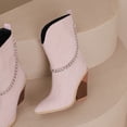 thumbnail image 5 of Mepaouo Women's Cowboy Ankle Boots Heel Cowgirl Chelsea Mid Calf Western Short Booties(Pink,7), 5 of 8