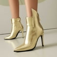 thumbnail image 2 of YLYL Women's Leather Ankle Boots Pointed Toe Stiletto Heel Fashion Sexy Back Zipper Party Dress Boots, 2 of 9