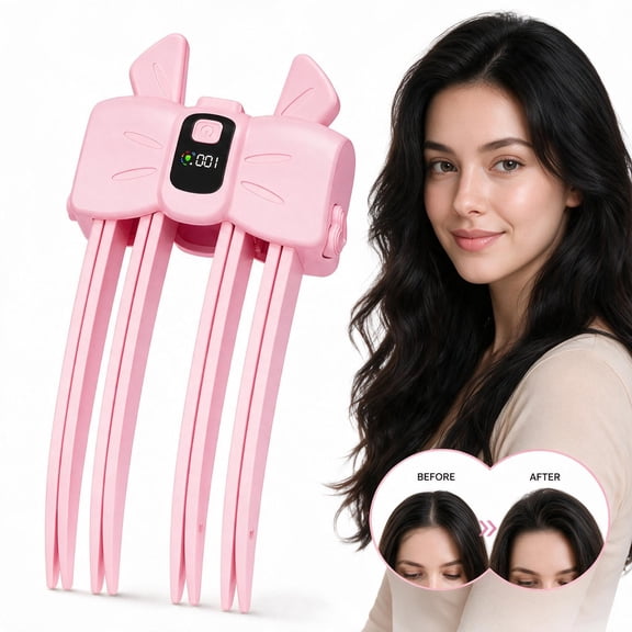 Voglyf Wireless Heated Volumizing Root Lift Clip Comb with LCD Display, Rechargeable Hair Root Fluffy Curling Clip for Instant Volume, Create Natural‑Looking Root Lift Hairstyle Hair,Pink