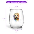 thumbnail image 5 of Watercolor Drip Goldendoodle Pop Art Colorful Portrait Artwork 15oz Stemless Wine Glass Mug Doodle Dog Lover Gifts Idea Wine Glasses Cup - 01009, 5 of 5