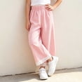 thumbnail image 4 of Nugftut Girls Pants Wide Leg Plaid Lace Trim Hem Casual Pants for Kids Size 11-12, 4 of 6