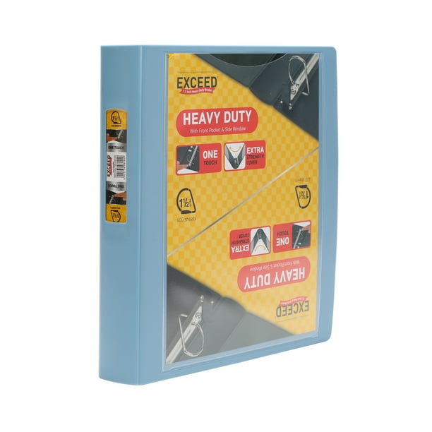 Exceed 1.5 Inch Heavy Duty Binder, 3 Slant D Ring, Blue Linen