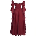 thumbnail image 3 of Guieoi Womens Dresses Long Sleeve Court-Style Asymmetrical Gothic Solid-Color Maxi Dress Maxi Dress Red XL, 3 of 6
