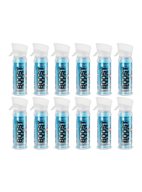 Boost Oxygen 3L Pocket Sized Canned Oxygen with Mouthpiece, Peppermint (12 Pack)