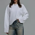thumbnail image 7 of Womens Solid Color Soft Knit Sweaters Long Sleeve Crew Neck Pullover Sweater Casual Basic Loose Fit Sweater Tops, 7 of 7