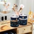 thumbnail image 3 of Yayeee 2 Pack Qtip Holder Bathroom Cotton Swab Canister with Lid Clear Dispenser Set, Ocean Waves, 3 of 6
