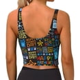 thumbnail image 4 of Uemuo Happy Father Day Pattern Women's Sports Bra - High Impact Support, Breathable, and Comfortable Athletic Bra for Running, Yoga, and Workouts, 4 of 9