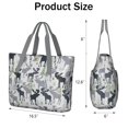 thumbnail image 3 of Tote Bag for Women - Gray Christmas Moose and Tree Pattern Shoulder Bag - Large Utility Work Duffle Bag with Zipper Handbag for Travel, Work, Sprots, 3 of 5