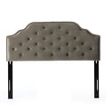 thumbnail image 2 of Glamorous Headboard In Smooth Grey Velvet For Queen & Full Sized With Button Tufting Accents Charming Charisma, 2 of 6