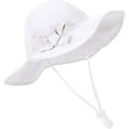 thumbnail image 2 of Wide Brim HatsCotton Kids Bucket Hat Ruffled Summer Sun Protection Beach Hat for Toddler Baby Girls White 12-24 Months, 2 of 6