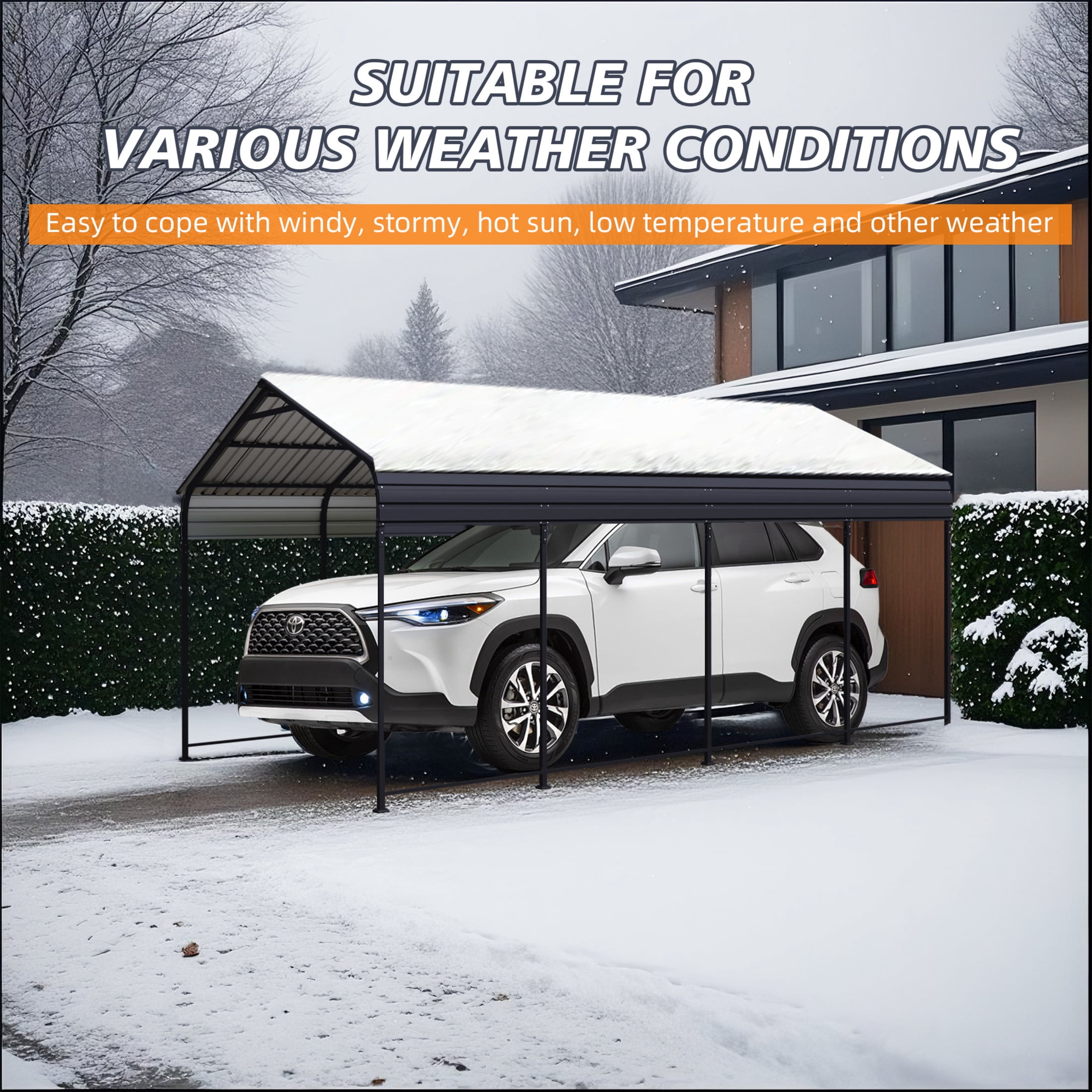 Noble House 12 x 20 FT Heavy Duty Metal Carport with Galvanized Steel Roof, Reinforced Base, Anthracite