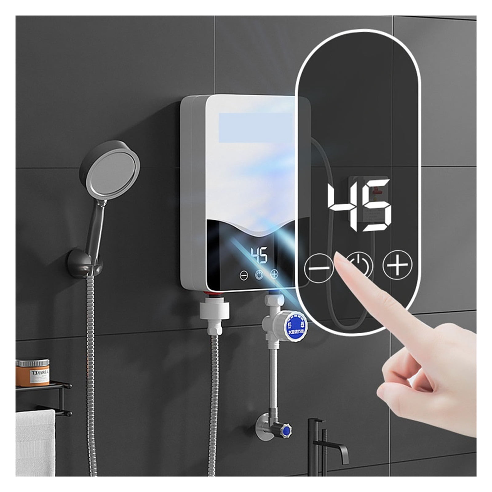 5500W Tankless Water Heater Electric Electric Water Heater Digital Display Instant Hot Water Heater LCD Touch Screen ,Energy Saving
