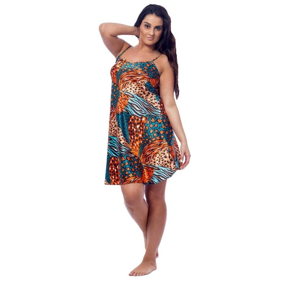 Up2date Fashion's Women's Animal Cocktail Print Satin Chemise