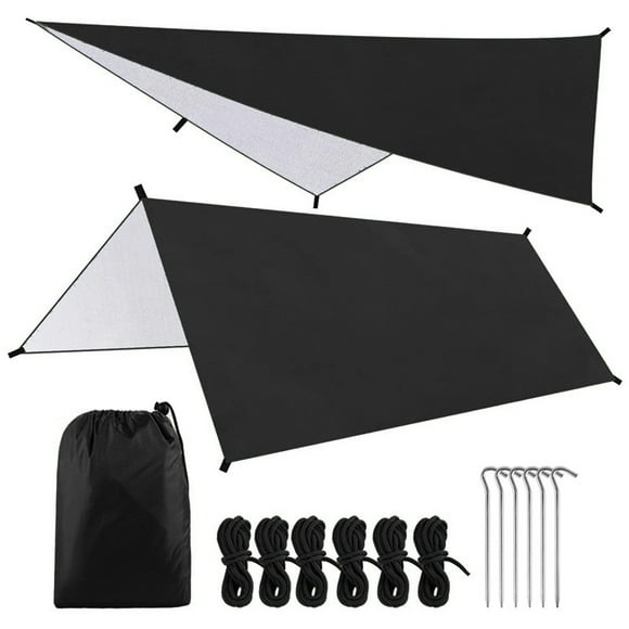 Yeacher 9.8 * 9.8ft Multifunctional Waterproof Camping Tarp Hammock Sunshade Tent Rain Shelter Lightweight Outdoor Tarpaulin Canopy for Camping Beach Picnic