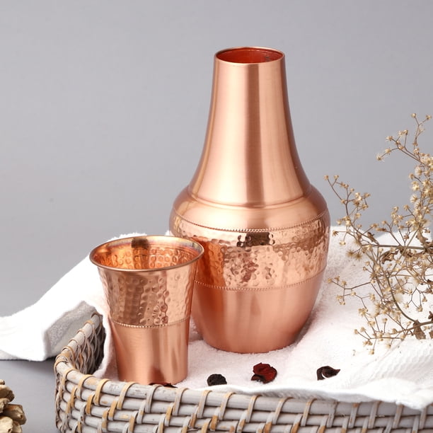 Pichet Et 2 Gobelets En Cuivre Ayurvédique – 1,5 Litre – Purification De L' eau