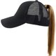 thumbnail image 1 of Women's Ponytail Baseball Cap Messy High Bun Adjustable Plain Trucker Dad Hat, 1 of 4