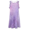 thumbnail image 4 of Purple Galaxy Sparkle Women's Fashion Casual Dress Summer Stand Up Collar Ruffles Sleeve Dress Elegant Dresses, 4 of 4