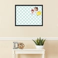 thumbnail image 3 of PinPix 27x20 Custom Cork Bulletin Board Diamond Modern Pattern Aqua Poster Board Has a Fabric Style Canvas Finish, Framed in Diamond Modern Pattern Aqua, by ArtToFrames (PinPix-1798), 3 of 5