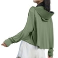 thumbnail image 3 of Women's Ice Silk UV Sun Protection Hoodie Jacket With Zipper Thin Breathable Loose Fit Cycling Sun Clothing With Detachable Hood Lightweight Long Sleeve Sunshirt Windproof Skin Friendly Coat, 3 of 3