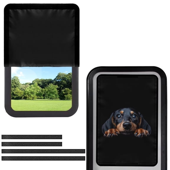 Psesaysky RV Door Window Shade, Foldable Hook and Loop Fastener RV Blackout Window Cover, UV Rays Protection for Camper Trailer Door, Light-resistant Fabric (Dachshund Dog)