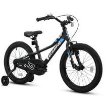 Ambifirner 18 Inch Bike with Training Wheels Single Speed, Adjustable Seat for Growing Riders, Dual Coaster & V-Brakes, Full Chain Guard, Easy Assembly (Black)