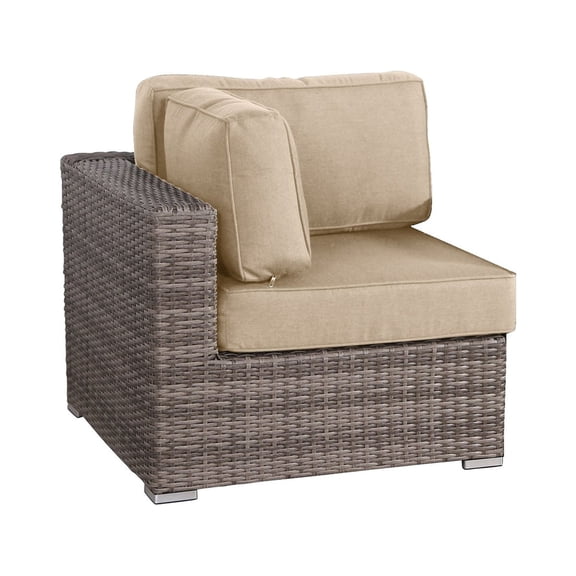 Living Source International 6-Piece Wicker Sectional Set in Gray/ Beige