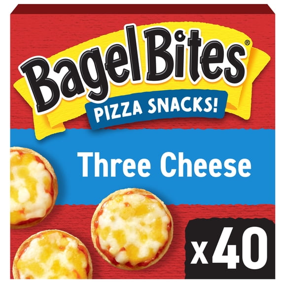 Bagel Bites Mini Pizza Bagel Frozen Snacks, 1 Box, for After-School and Late Night Snacking, Three Cheese, No High-Fructose Corn Syrup and No Artificial Flavors, 40 Count