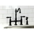 thumbnail image 2 of Kingston Brass KS1270ALBS Heritage Bridge Kitchen Faucet with Brass Sprayer, Matte Black, 2 of 5